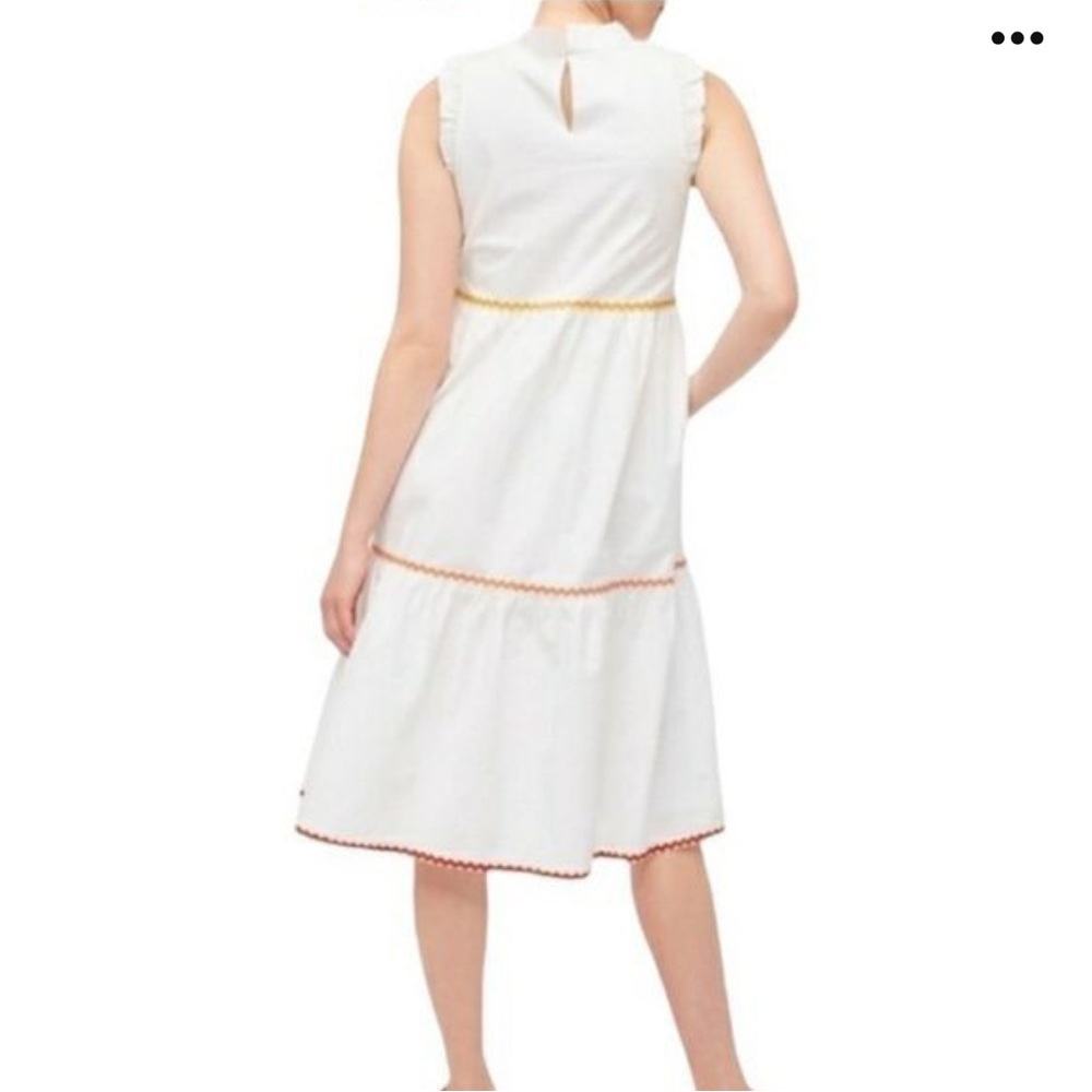 Jcrew White Tiered Midi Ruffle Rick Rack Ruffled Sleeveless Midi Dress